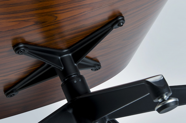 Fotoliu design lux Tokyo cu taburet, piele neagra naturala/lemn nuc sau trandafir, baza neagra otel,KH1501100140- King [13]