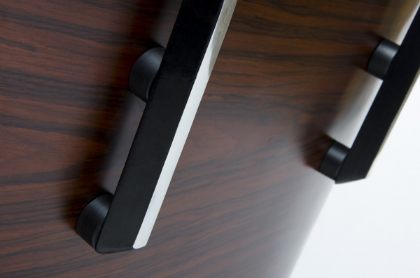 Fotoliu design lux Tokyo cu taburet, piele neagra naturala/lemn nuc sau trandafir, baza neagra otel,KH1501100140- King [11]