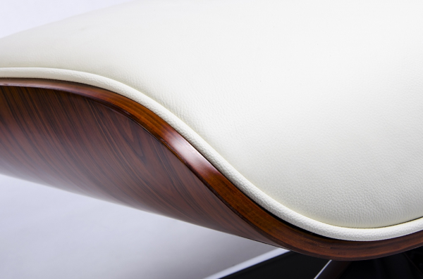 Fotoliu design lux Tokyo, piele naturala alba/lemn nuc sau trandafir/baza metalica neagra, T044.WHITE - King [13]
