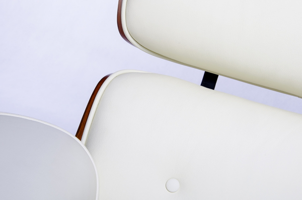 Fotoliu design lux Tokyo, piele naturala alba/lemn nuc sau trandafir/baza metalica neagra, T044.WHITE - King [4]