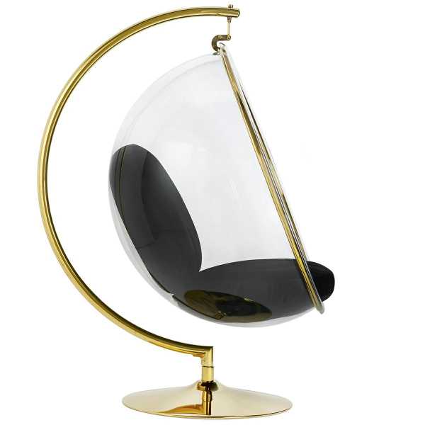 Fotoliu design lux tip bula suspendat Bubble Stand Gold, velur negru/cadru otel auriu, JH200-1.BLACK.VELVET - King [2]