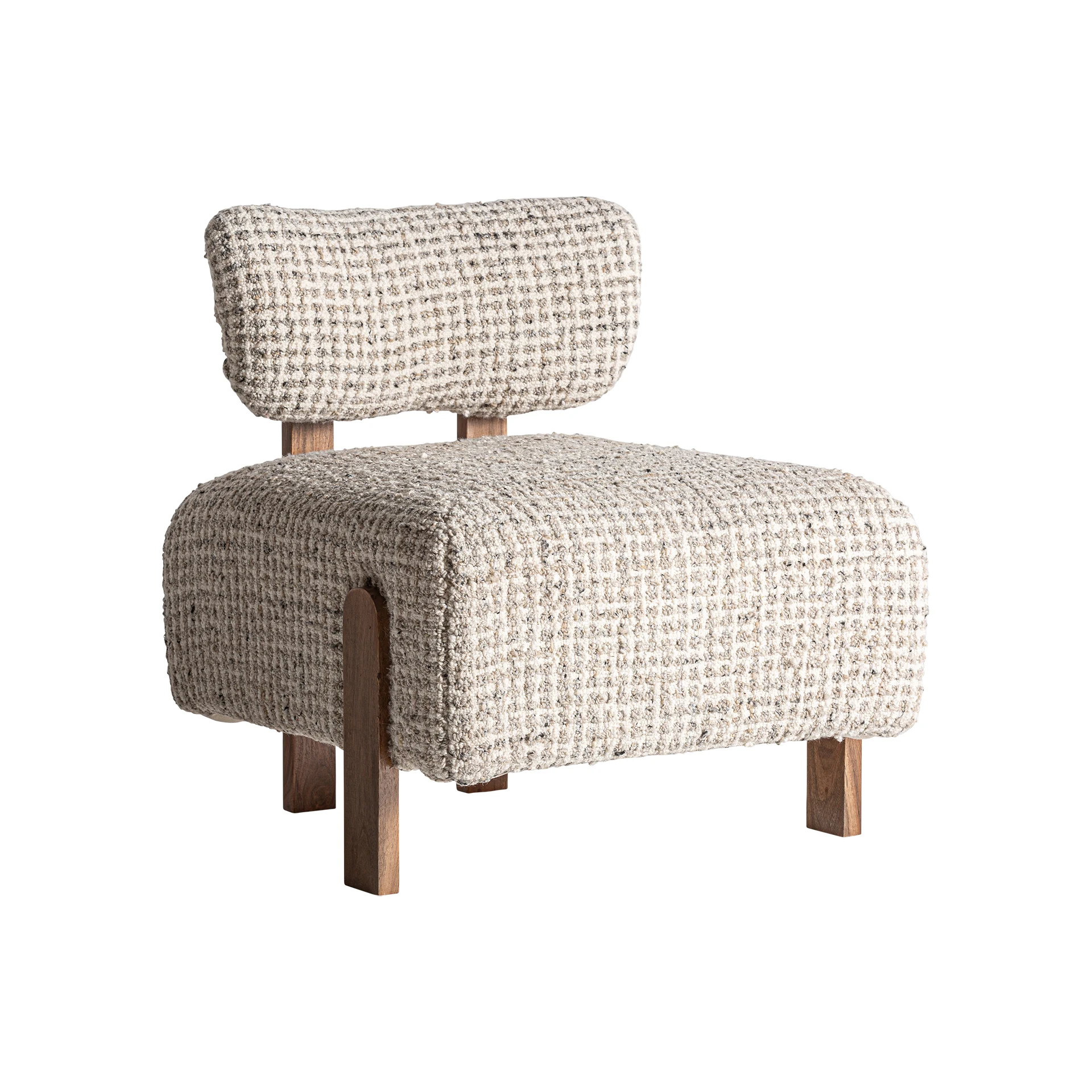 Fotoliu din Lana si Lemn de Acacia, Maro, 65x65x75 cm, Stil Art Deco - VicalHome 35000 [6]