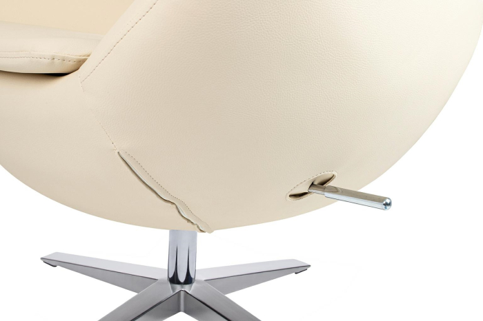 Fotoliu Egg Szeroki Pu 80x70x110 cm, Piele Ecologică Bej Oțel Lustruit - King Home [3]