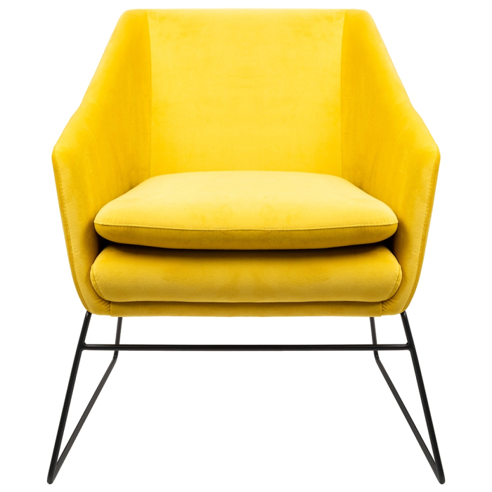 Fotoliu Emma Velvet 65x70x77 cm, Catifea și Metal Galben Lăcuită în Culoare Negru - King Home [6]