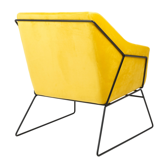 Fotoliu Emma Velvet 65x70x77 cm, Catifea și Metal Galben Lăcuită în Culoare Negru - King Home [4]