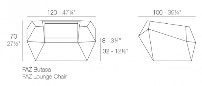 Fotoliu exterior iluminare LED Faz, 120x100x70 cm, design modern geometric, 54001DY - Vondom [4]