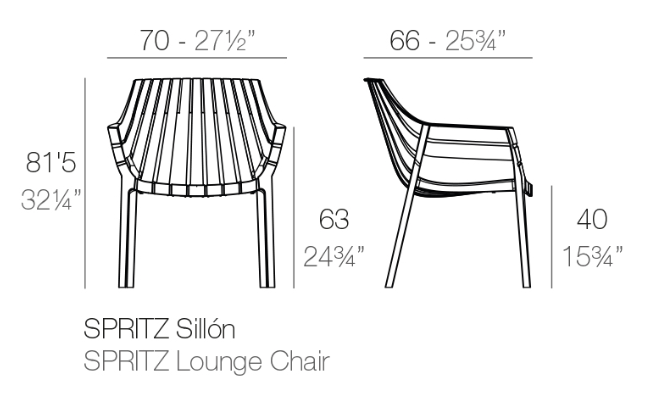 Fotoliu exterior premium Spritz, 70x66x82 cm, policarbonat injectat cu fibra de sticla, 56024 - Vondom [9]