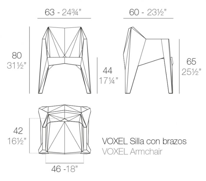 Fotoliu exterior premium Voxel, polipropilena injectata cu fibra de sticla, 51031F - Vondom [4]