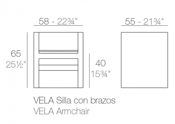 Fotoliu exterior Vela 55x58x65 cm, rasina din polietilena, design modern, 54052 - Vondom [9]