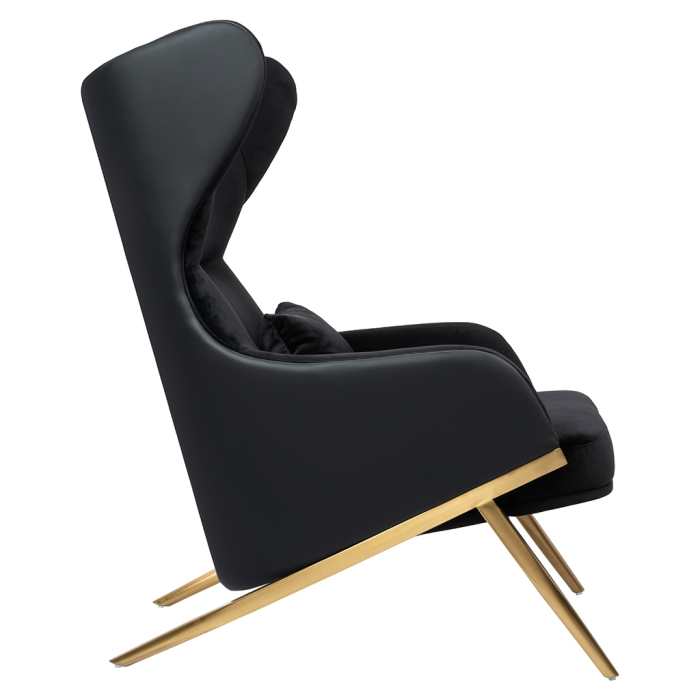 Fotoliu Hampton Velvet 71x90x110 cm, Piele Ecologică Negru Auriu - King Home [2]