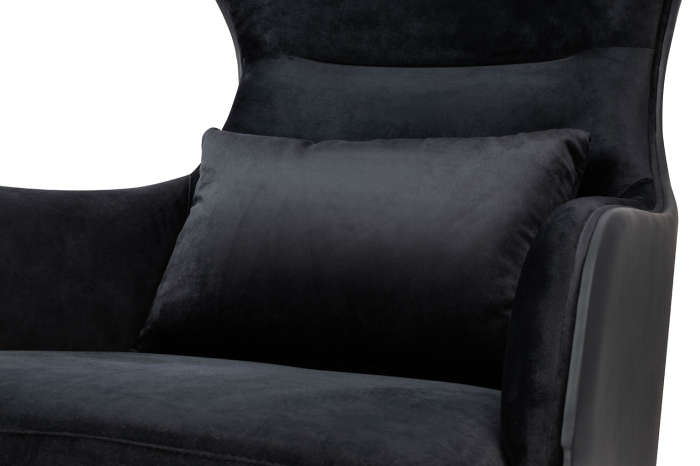 Fotoliu Hampton Velvet 71x90x110 cm, Piele Ecologică Negru Auriu - King Home [7]