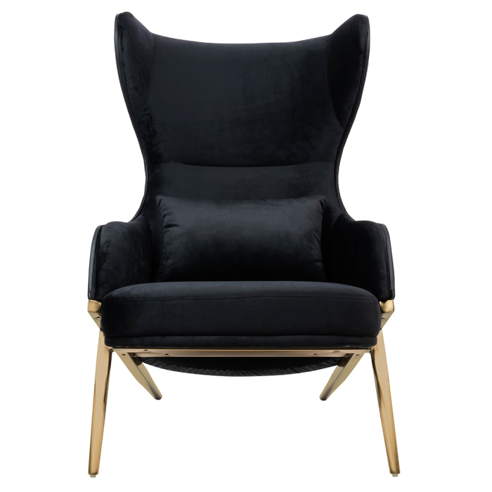 Fotoliu Hampton Velvet 71x90x110 cm, Piele Ecologică Negru Auriu - King Home [5]