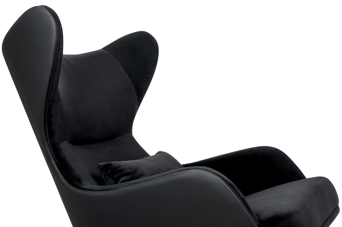 Fotoliu Hampton Velvet 71x90x110 cm, Piele Ecologică Negru Auriu - King Home [6]