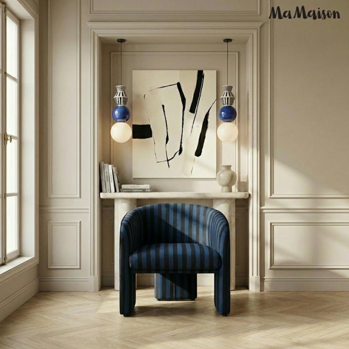 Fotoliu Jolie 72x65x70 cm, Velur Albastru/Negru - MaMaison [6]