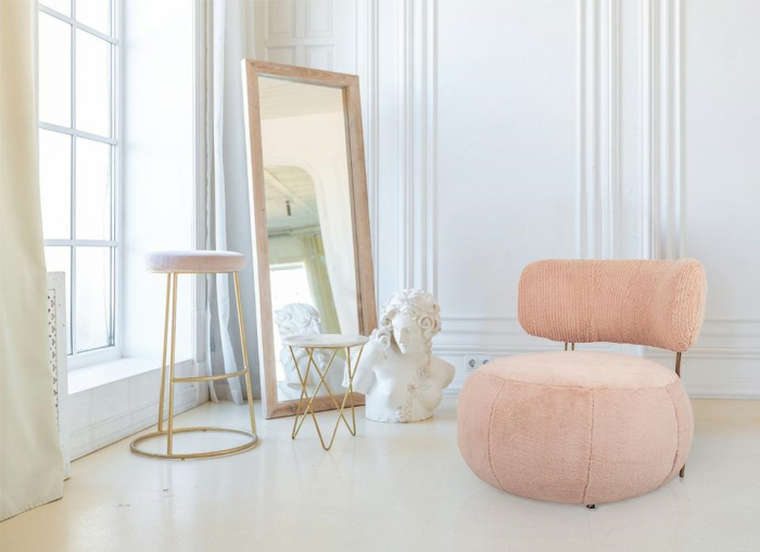 Fotoliu Low Teddy Pink 73x80x69 cm, Oțel Roz - King Home [13]