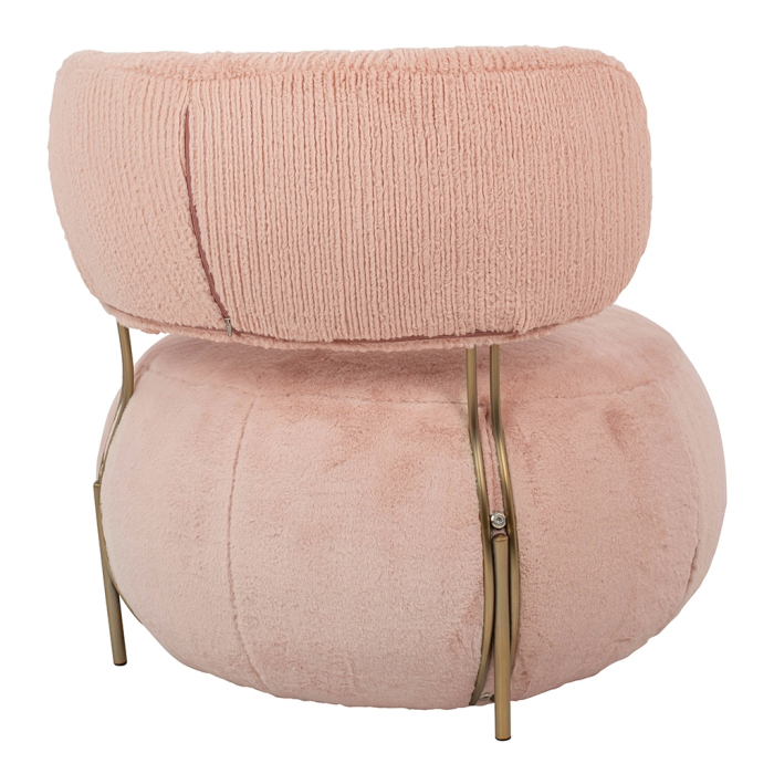 Fotoliu Low Teddy Pink 73x80x69 cm, Oțel Roz - King Home [3]