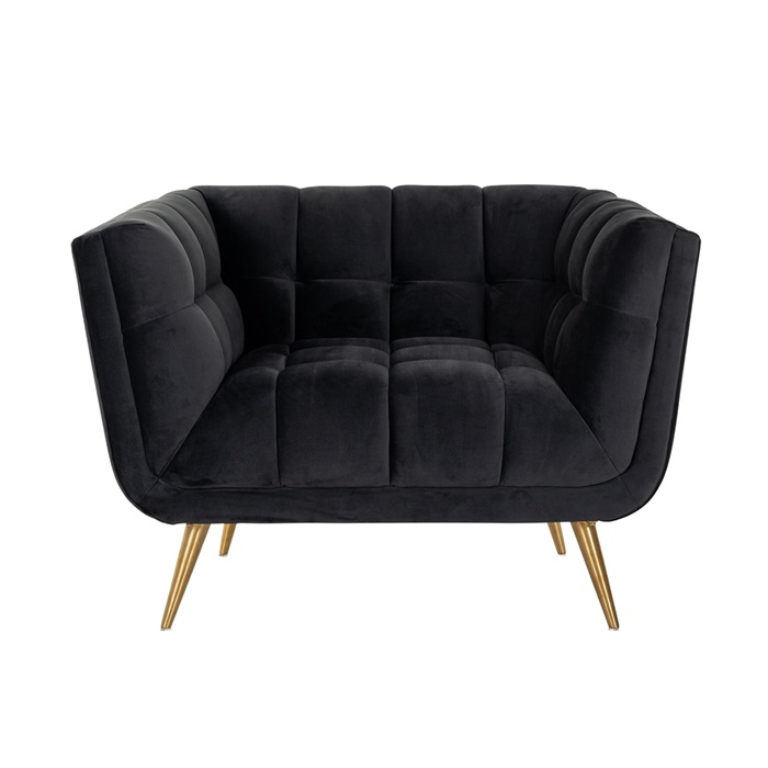 Fotoliu lux elegant catifea antracit Grama, picioare otel inoxidabil auriu, 110x91 cm, S5125 ANTRACIET VELVET - Richmond Interiors [6]