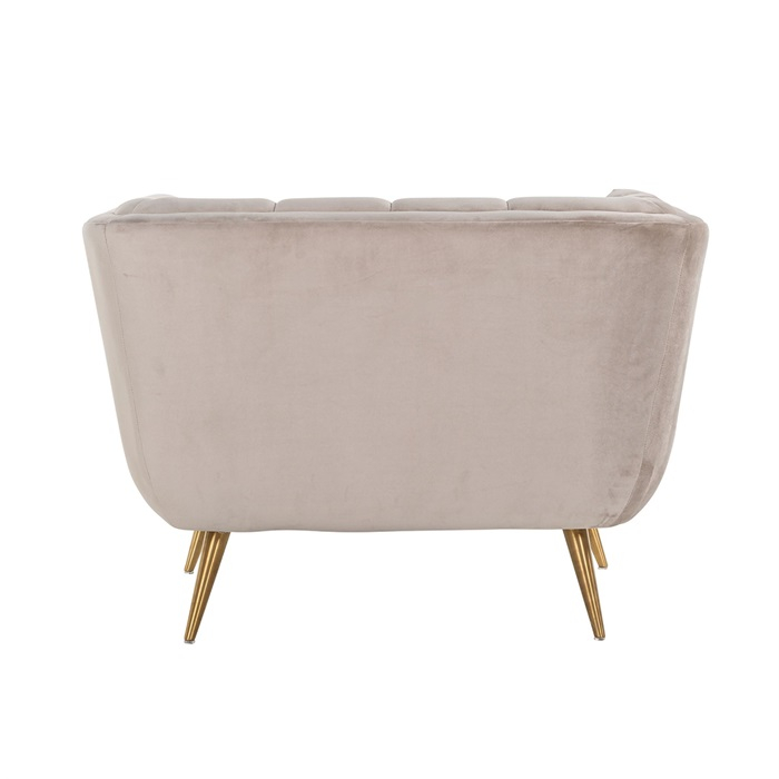 Fotoliu lux elegant catifea bej Grama, picioare otel inoxidabil auriu, 110x91 cm, S5125 KHAKI VELVET - Richmond Interiors [4]