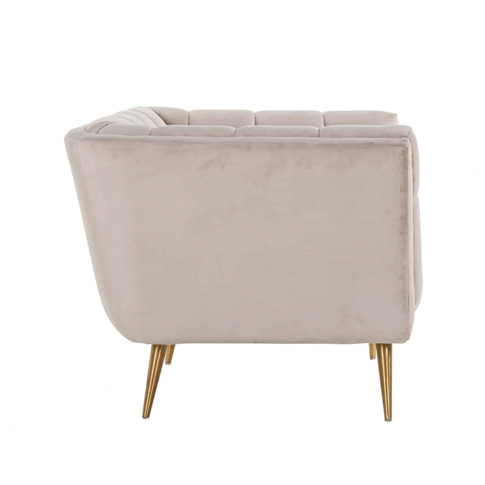 Fotoliu lux elegant catifea bej Grama, picioare otel inoxidabil auriu, 110x91 cm, S5125 KHAKI VELVET - Richmond Interiors [2]