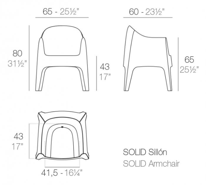 Fotoliu modern exterior Solid, polipropilena, diverse culori, 55027 - Vondom [5]