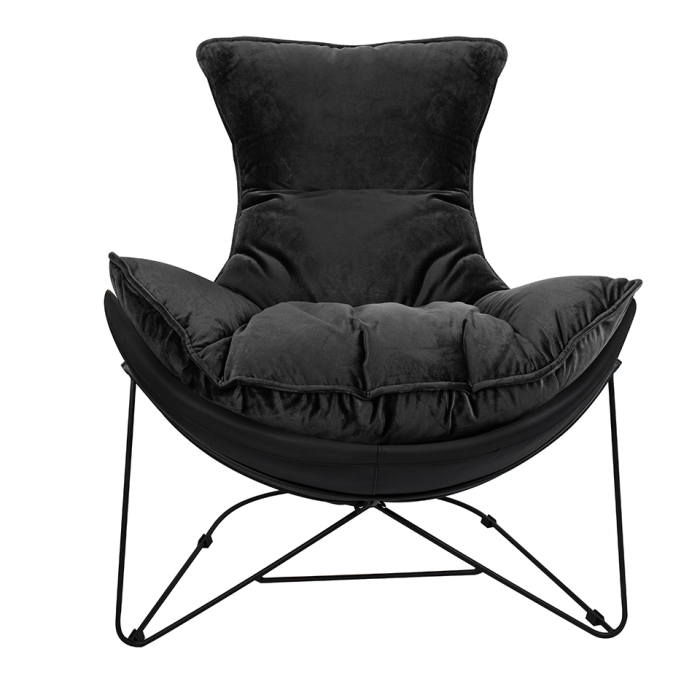 Fotoliu Otilia Stand Velvet 90x100x90 cm, Piele Ecologică Negru - King Home [2]