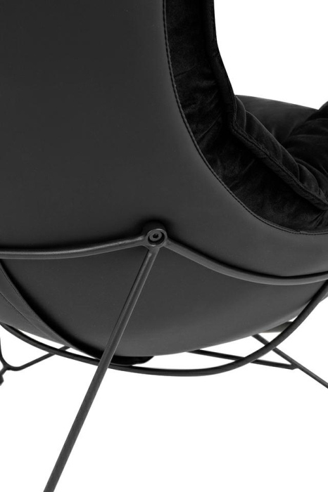 Fotoliu Otilia Stand Velvet 90x100x90 cm, Piele Ecologică Negru - King Home [10]