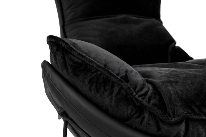 Fotoliu Otilia Stand Velvet 90x100x90 cm, Piele Ecologică Negru - King Home [7]