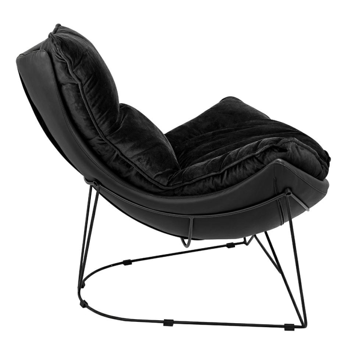 Fotoliu Otilia Stand Velvet 90x100x90 cm, Piele Ecologică Negru - King Home [4]