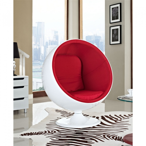 Fotoliu pivotant sfera design lux Ball, casmir/fibra de sticla, rosu/negru/albastru, JH-066.CZERWONY - King [3]