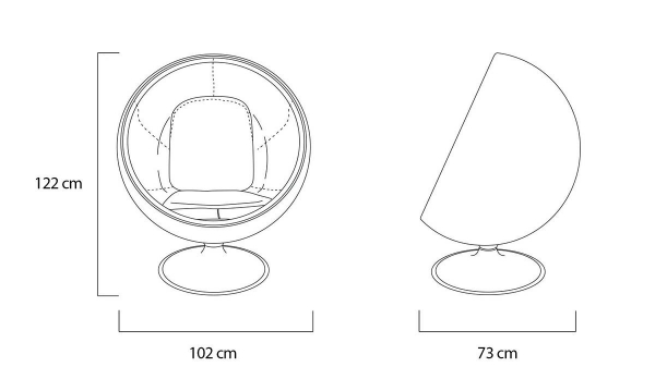 Fotoliu pivotant sfera design lux Ball, casmir/fibra de sticla, rosu/negru/albastru, JH-066.CZERWONY - King [6]