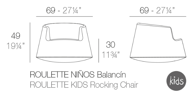 Fotoliu premium exterior Roulette kids 69x69x49 cm, baza rotunjita, diverse culori, 661005F - Vondom [7]