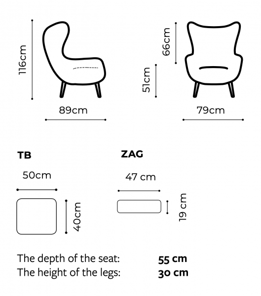 Fotoliu premium Zing II, picioare lemn masiv, tapiterie personalizabila , ZING II A1 - Gala Collezione [5]