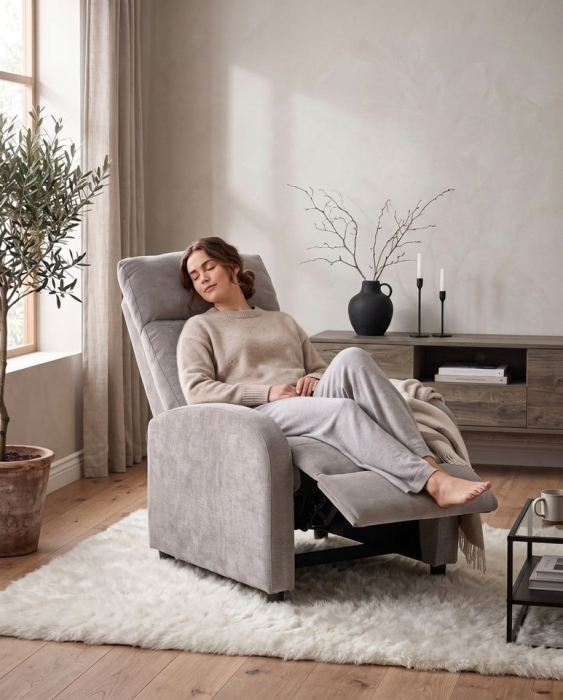 Fotoliu Relax Premium 67x80x100 cm, Gri Deschis - King Home [9]