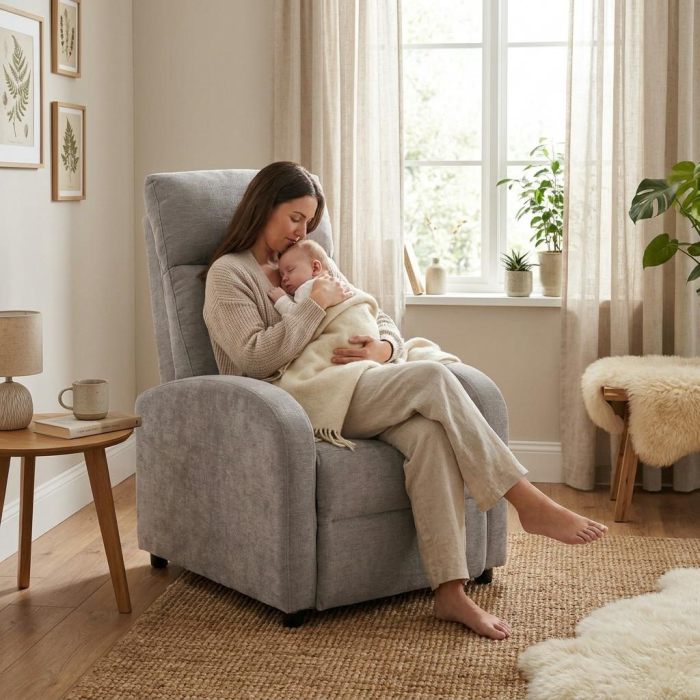 Fotoliu Relax Premium 67x80x100 cm, Gri Deschis - King Home [12]