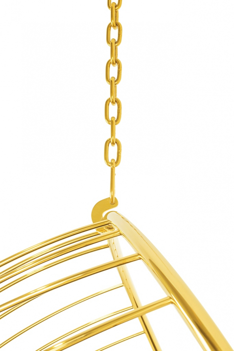 Fotoliu suspendat auriu Rise tip bula, sezut velur negru, design lux, PH5994 - King [7]