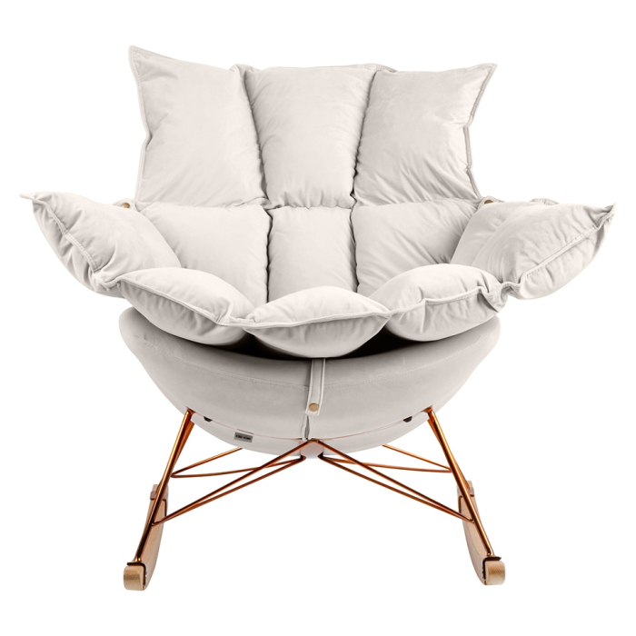 Fotoliu Swing Velvet 98x95x89 cm, Metal Bej - King Home [4]