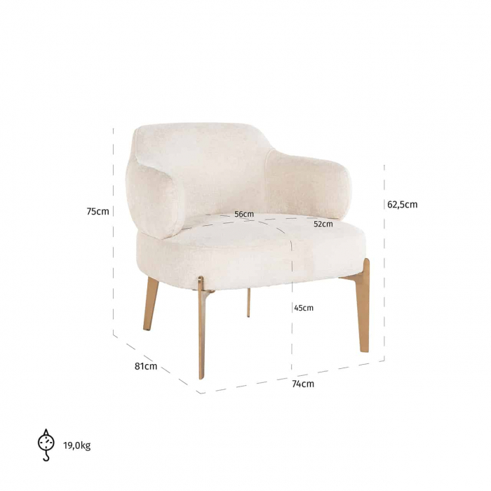 Fotoliu Venus chenille alb (Bergen 900 chenille alb), S4558 WHITE CHENILLE - Richmond Interiors [5]