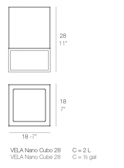 Ghiveci de flori pentru masa LED Vela Nano 18x18x28 cm cu picioare metalice, 54043A - Vondom [2]