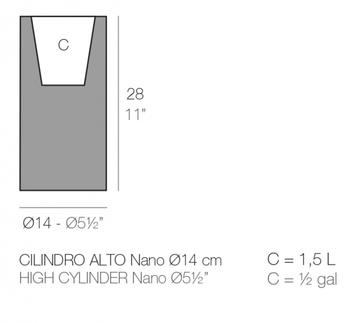 Ghiveci de masa cilindric LED Cilindro Ø14x28 cm, culoare personalizabila, 40414A - Vondom [2]