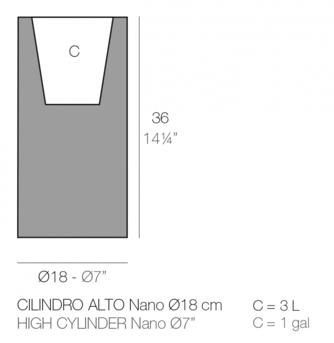 Ghiveci de masa cilindric LED Cilindro Ø18x36 cm, culoare personalizabila, 40418A - Vondom [2]