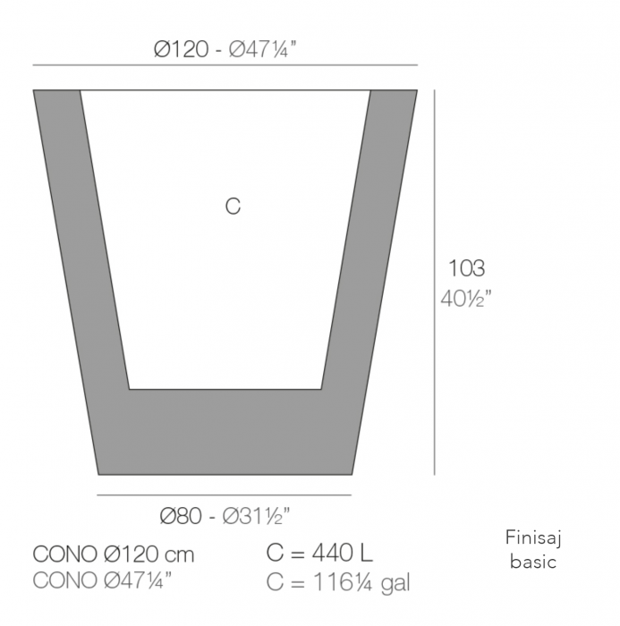 Ghiveci decorativ gradina conic Cone Ø120x104 cm cu iluminare LED, culoare personalizabila, 40612 - Vondom [3]