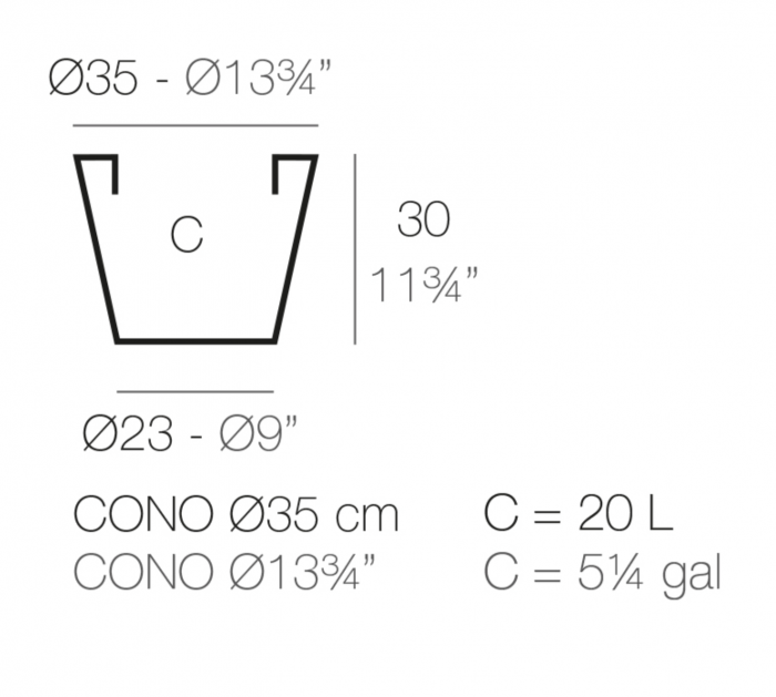 Ghiveci decorativ gradina conic Cone Ø35x30 cm, culoare personalizabila, 40635 - Vondom [2]