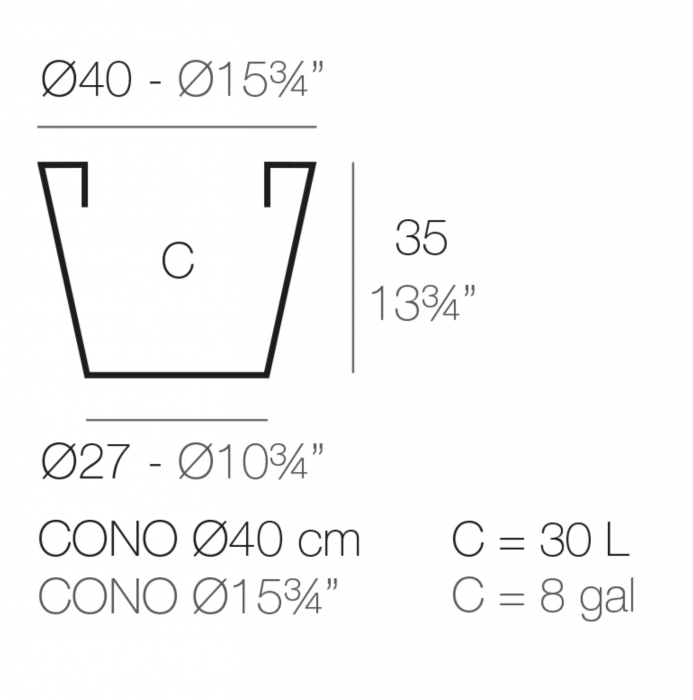 Ghiveci decorativ gradina conic Cone Ø40x35 cm, culoare personalizabila, 40640 - Vondom [2]