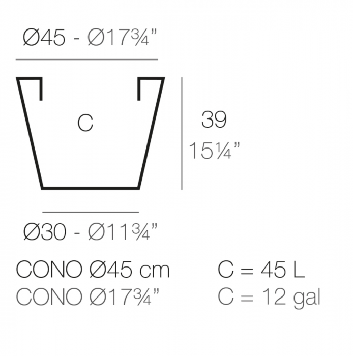 Ghiveci decorativ gradina conic Cone Ø45x39 cm, culoare personalizabila, 40645 - Vondom [2]