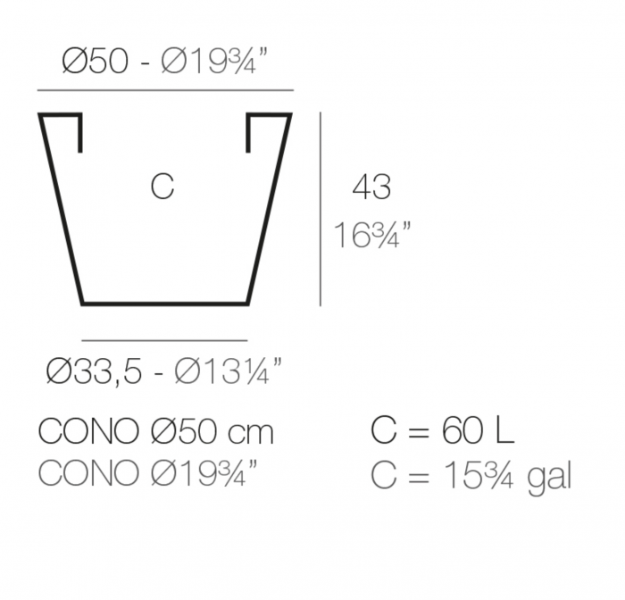Ghiveci decorativ gradina conic Cone Ø50x43 cm, culoare personalizabila, 40650 - Vondom [2]