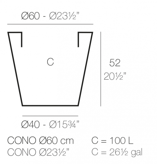 Ghiveci decorativ gradina conic Cone Ø60x52 cm, culoare personalizabila, 40660 - Vondom [2]