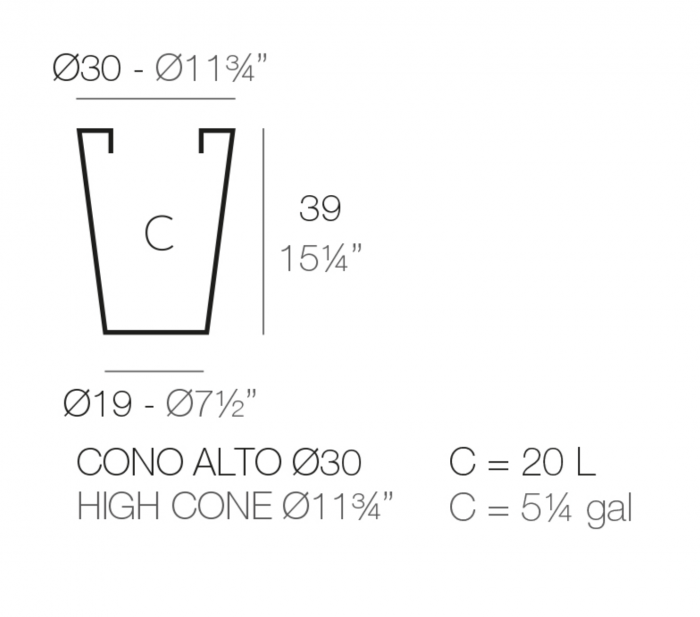 Ghiveci decorativ gradina conic inalt High Cone Ø30x39 cm, culoare personalizabila, 40530 - Vondom [2]