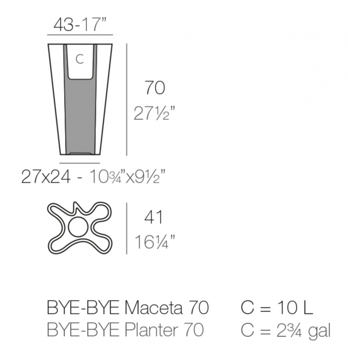Ghiveci decorativ gradina iluminare LED Bye-bye 42x40x70 cm, design modern, 58003A - Vondom [4]