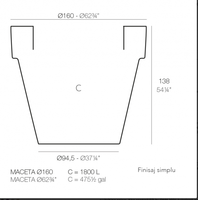 Ghiveci decorativ gradina LED Planter Ø160x138 cm, culoare personalizabila, 40116 - Vondom [2]