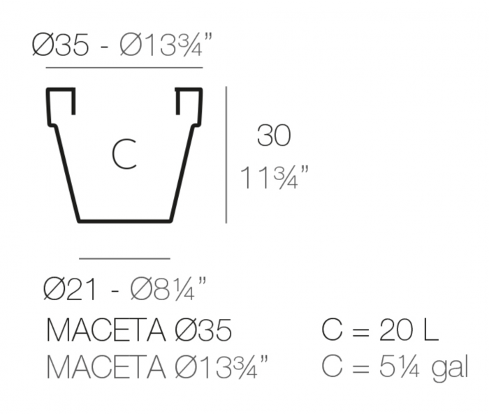 Ghiveci decorativ gradina Planter Ø35x30 cm, culoare personalizabila, 40135 - Vondom [2]